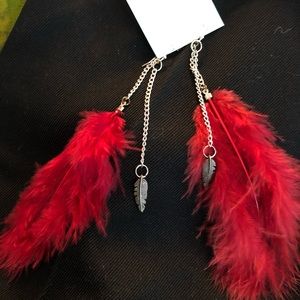 Read feather earrings